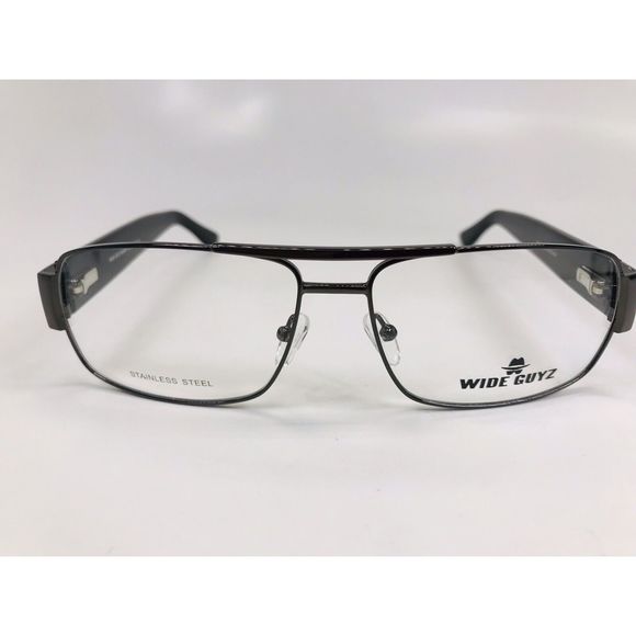 New Wide Guyz Gunmetal & Black SHANK Eyeglasses 60mm for The Stylish Large Man - Picture 3 of 12